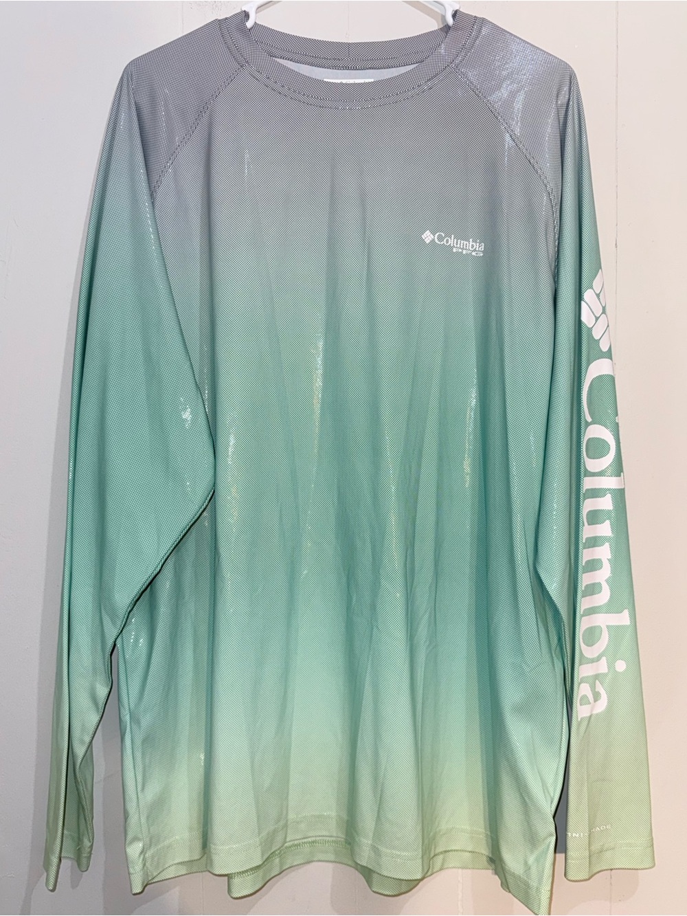 Columbia PFG Terminal Deflector Printed LS Shirt Green Gradient XL